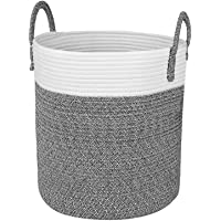Homfa Cesto para Colada 100L Cesto de Ropa de Almacenamiento de Cuerda de Algodón Natural para Salón Dormitorio Baño 33…